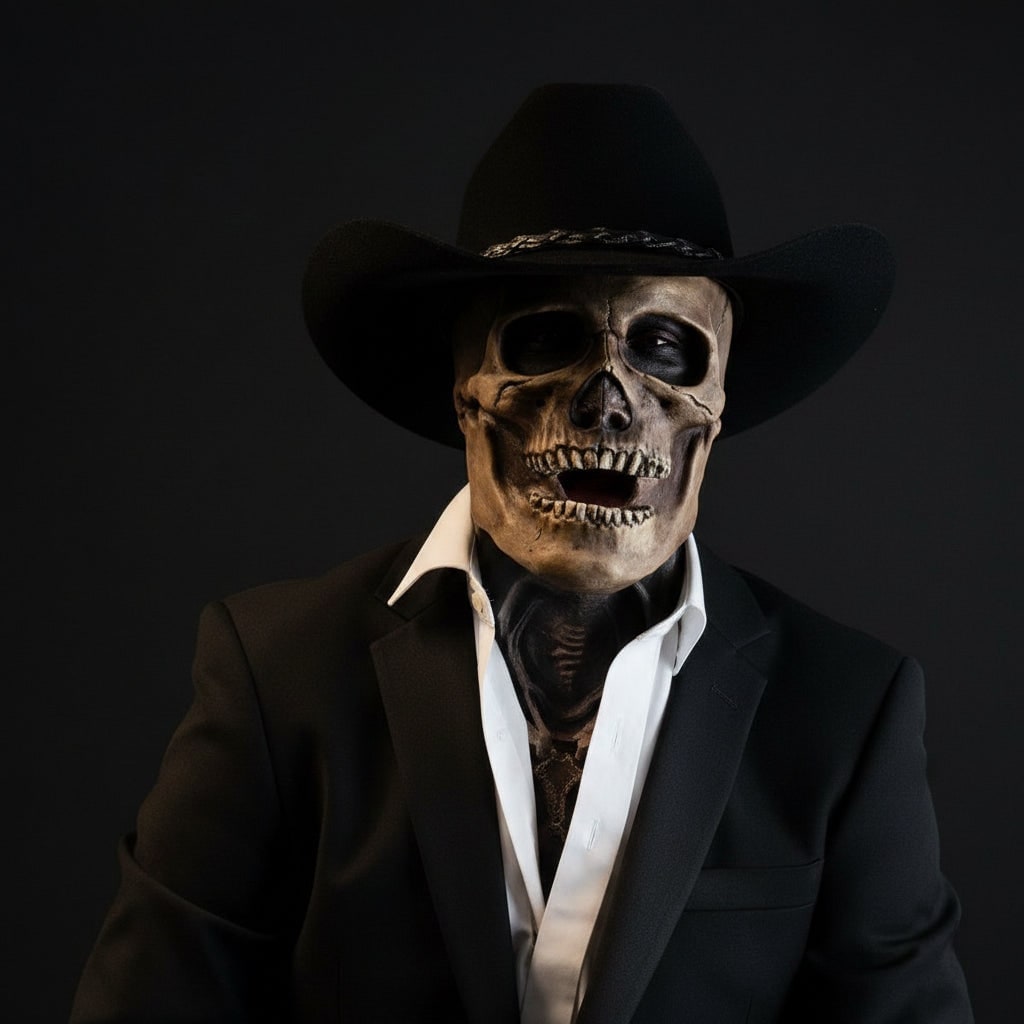 Scary Skull Mask with Skeleton Chest Plate and Exposed Brain for Halloween