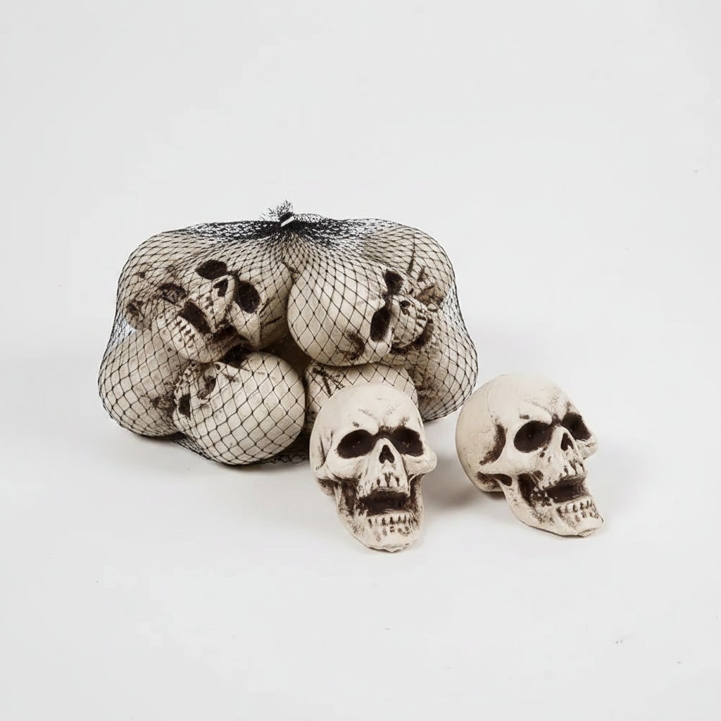Mini Halloween Skull Props in Moulded Plastic with Matte Finish for Party Displays