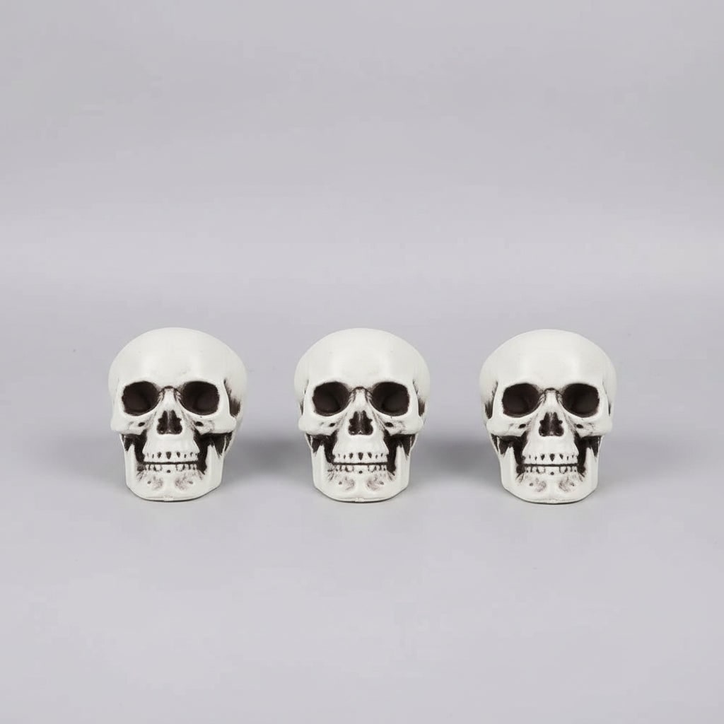 Mini Halloween Skull Props in Moulded Plastic with Matte Finish for Party Displays