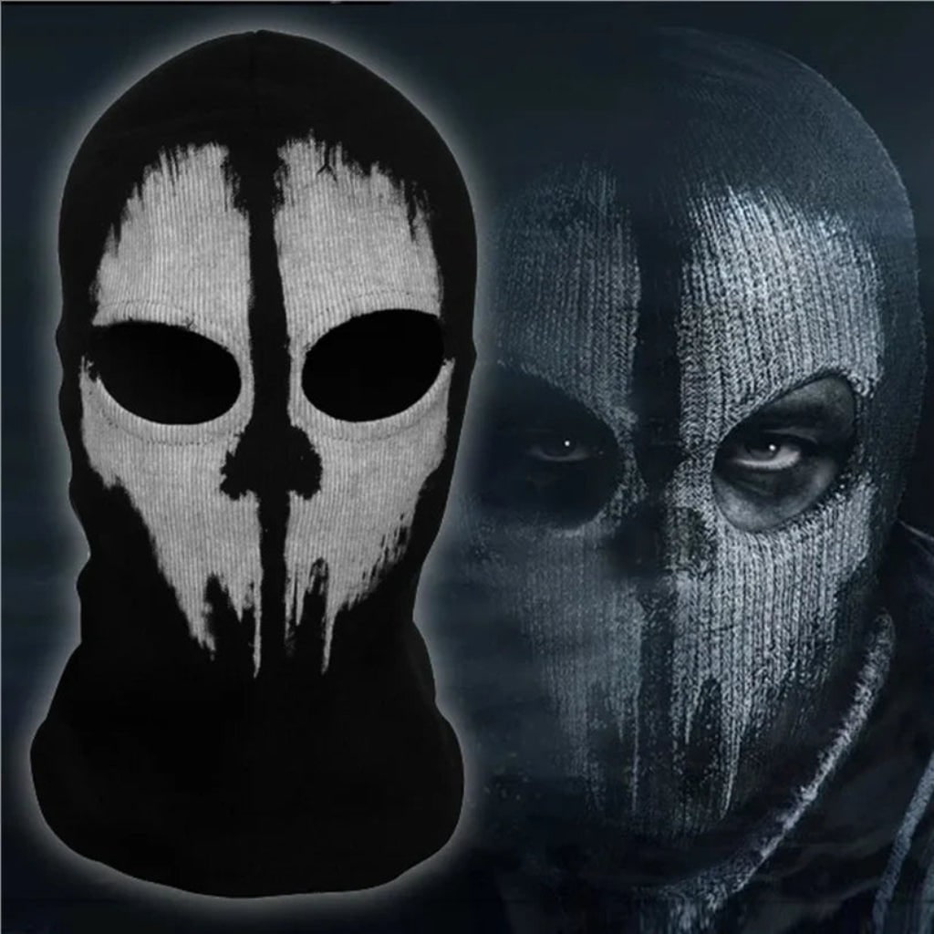 Halloween Face Mask with Skull Graphic Knit Balaclava for Skiing and Costume Parties