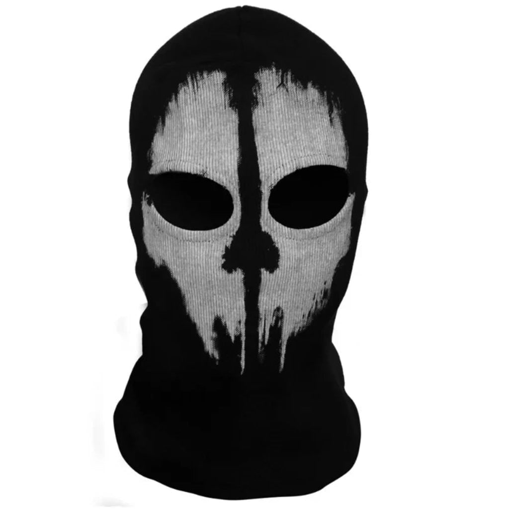 Halloween Face Mask with Skull Graphic Knit Balaclava for Skiing and Costume Parties