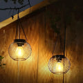 Halloween Lights Outdoor Hanging Solar Lantern with Wire Mesh Globe and Warm White LED Chain