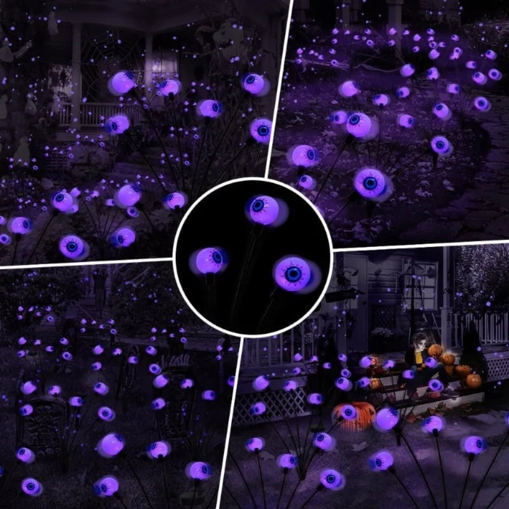 Halloween Solar Lights Outdoor with Glowing LED Eyeball Stakes for Garden Pathway