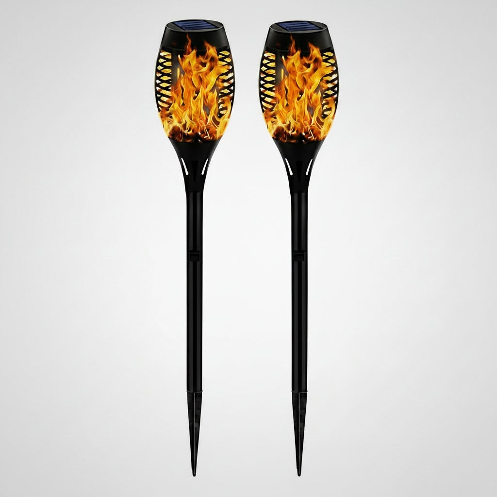 Solar Powered Outdoor Lights Halloween Garden Torches with Flickering Flame Effect