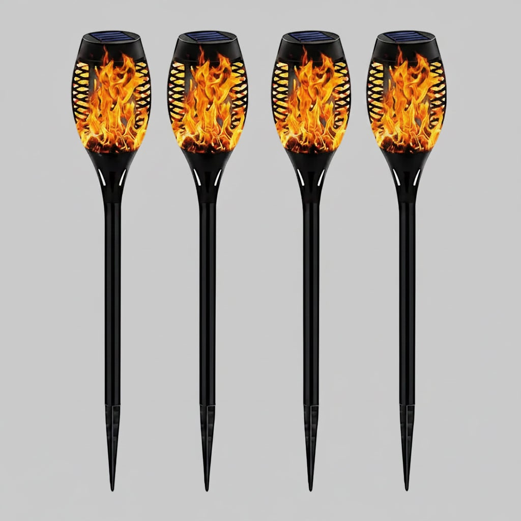 Solar Powered Outdoor Lights Halloween Garden Torches with Flickering Flame Effect