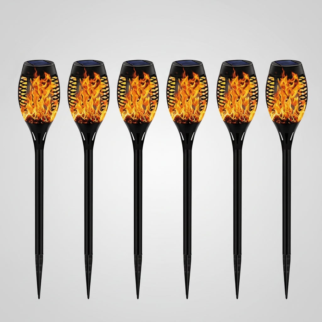 Solar Powered Outdoor Lights Halloween Garden Torches with Flickering Flame Effect