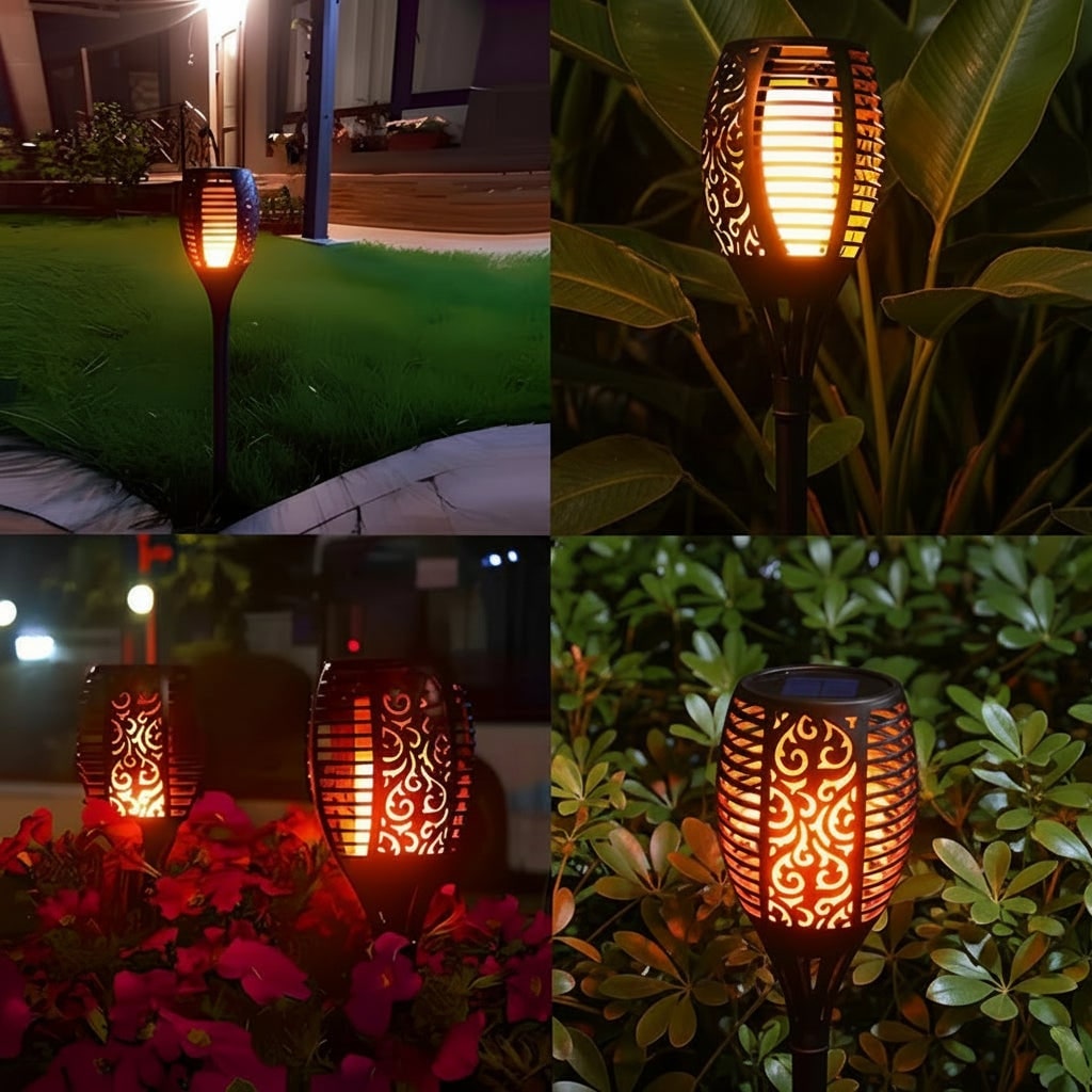 Halloween Decorations Outdoor Solar Torch Lights with Flickering Flame Effect and Ground Stake