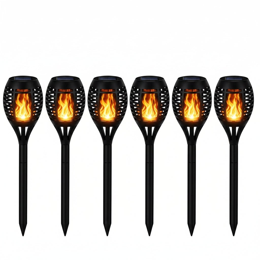Halloween Decorations Outdoor Solar Torch Lights with Flickering Flame Effect and Ground Stake