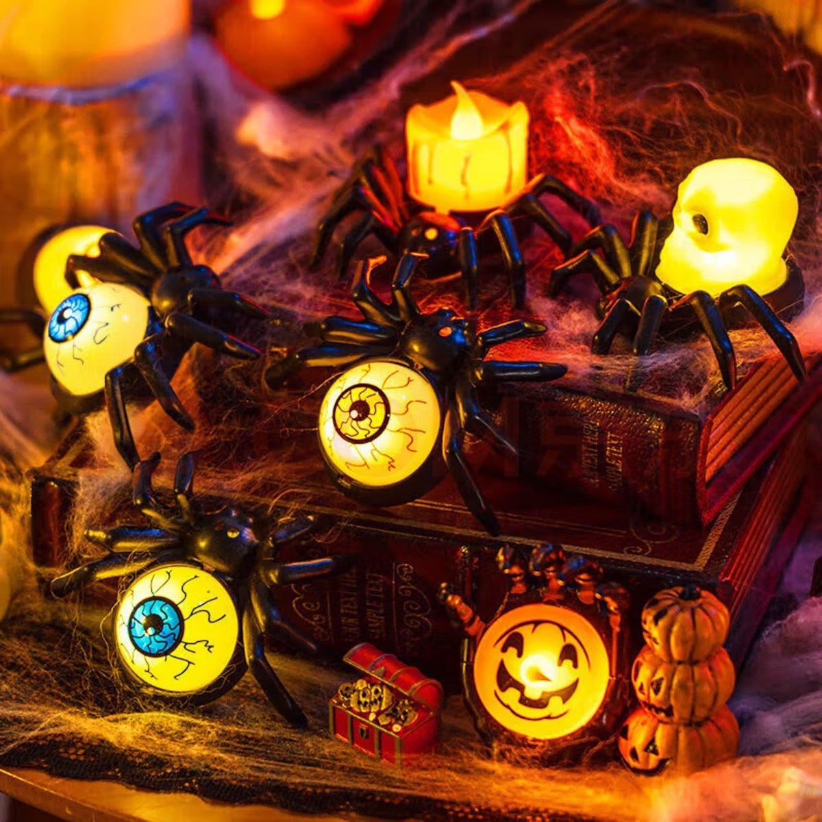 Halloween Lights with Battery Powered Flameless Tea Holders and Flicker Glow