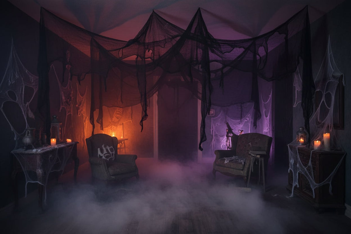 Black Gauze Netting Halloween House Decorations Creepy Cloth for Haunted Displays