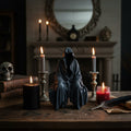 Halloween Decorations with Spooky Hooded Grim Reaper Resin Figurine and Shelf Sitter Statue