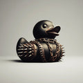 Gothic Rubber Duck Figurine with Spiked Collar and Pentagram for Spooky Halloween