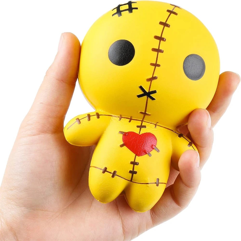 Halloween Party Favor Squishy Voodoo Doll Slow Rising Foam Stress Toy with Stitched Heart
