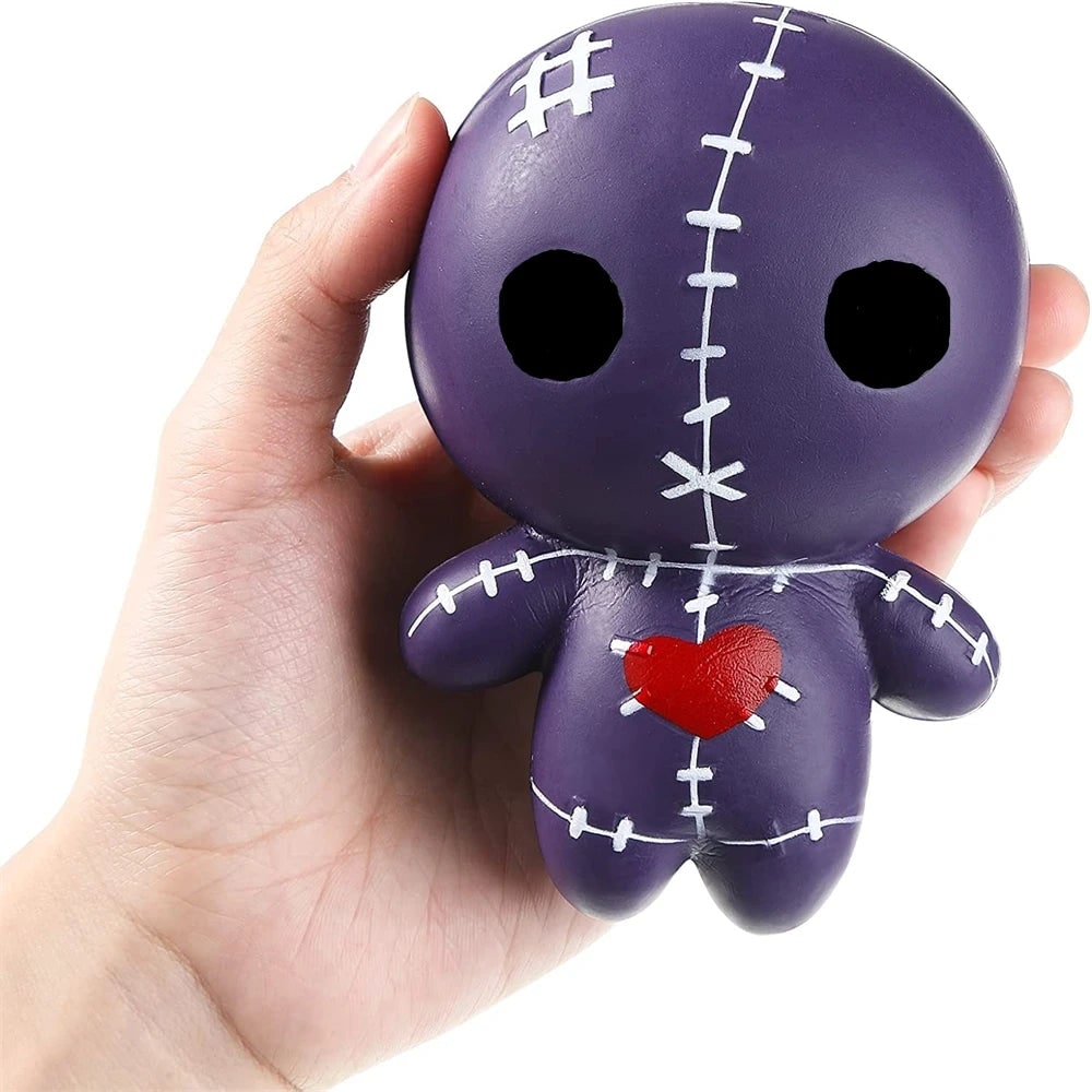 Halloween Party Favor Squishy Voodoo Doll Slow Rising Foam Stress Toy with Stitched Heart