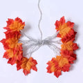 Maple Leaf Garland with Amber String Lights for Fall and Halloween Displays