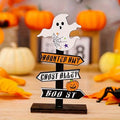 Halloween Decorations for Table Displays with Directional Sign and Painted Wood Base