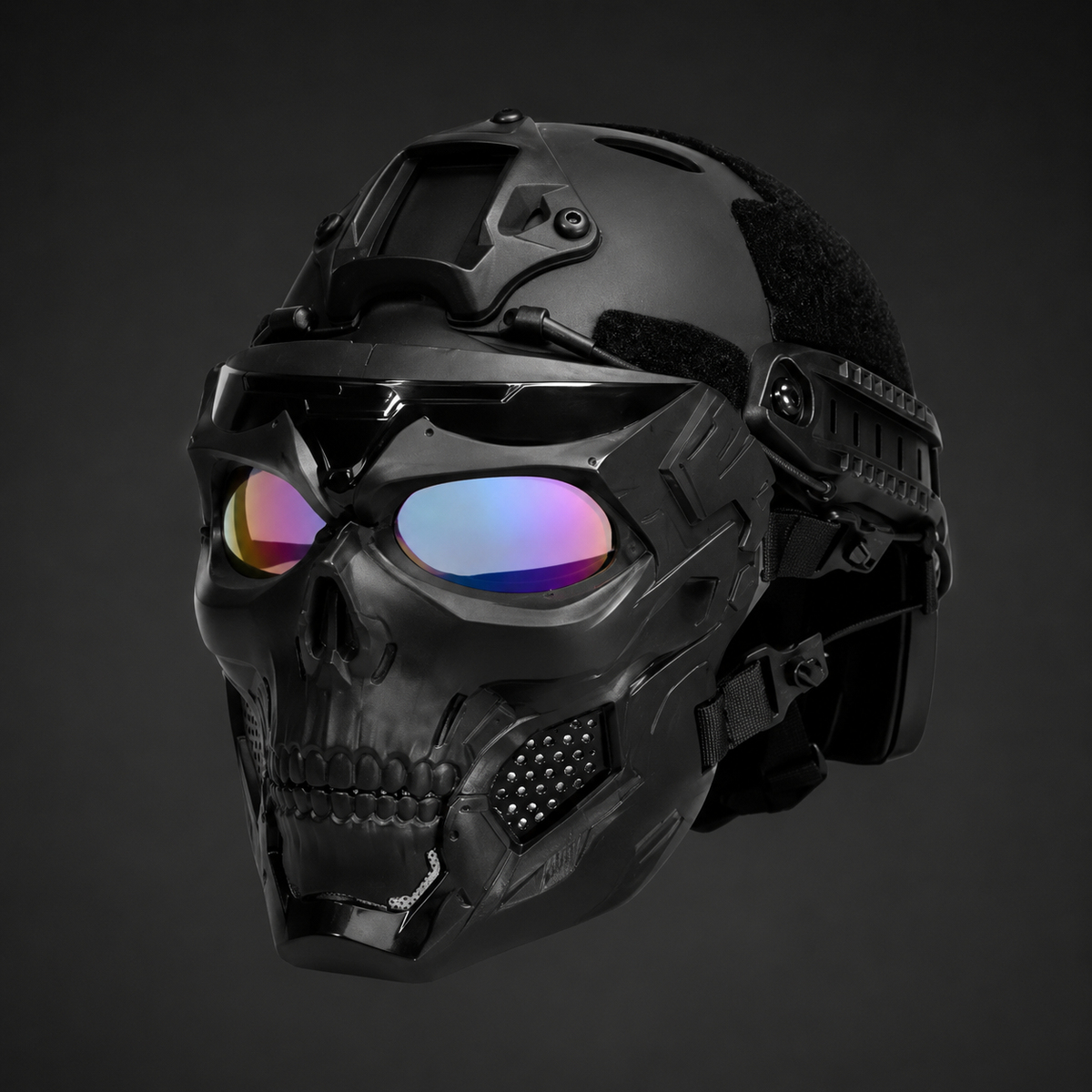 Halloween Face Mask with Tactical Skull Design Protective Goggles and Vented Cheeks for Airsoft