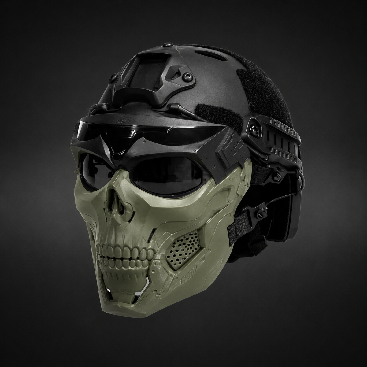 Halloween Face Mask with Tactical Skull Design Protective Goggles and Vented Cheeks for Airsoft