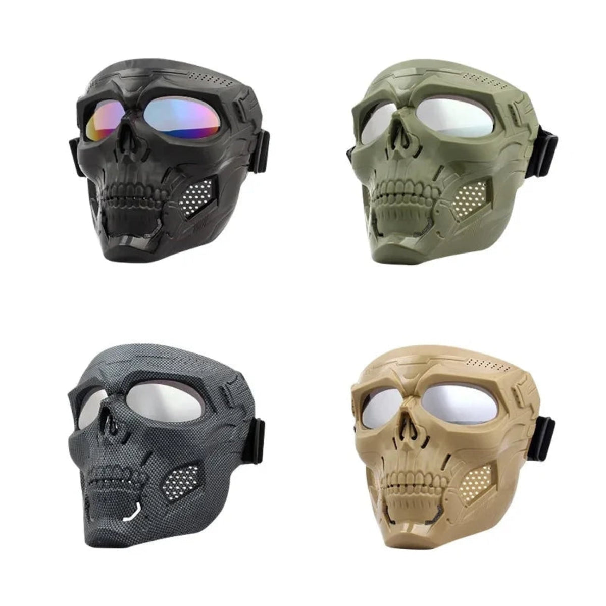 Halloween Face Mask with Tactical Skull Design Protective Goggles and Vented Cheeks for Airsoft