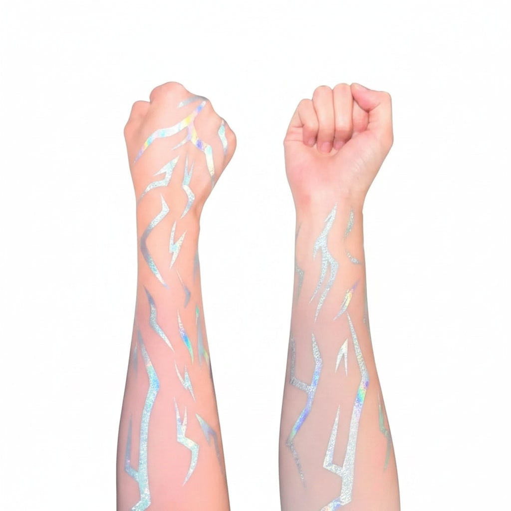 Holographic Lightning Bolt Temporary Tattoos for Halloween with Ten Sheets