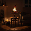 Bedside Table Lamps Set of 2 Vintage Stained Glass Witch Hat Shade Bronze Base for Halloween
