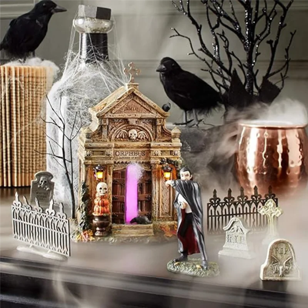 Halloween Party Decorations Miniature Resin Tombstone Figurine with Weathered Stone Finish