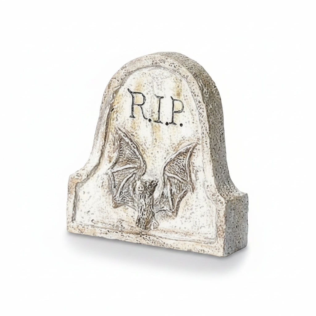 Halloween Party Decorations Miniature Resin Tombstone Figurine with Weathered Stone Finish
