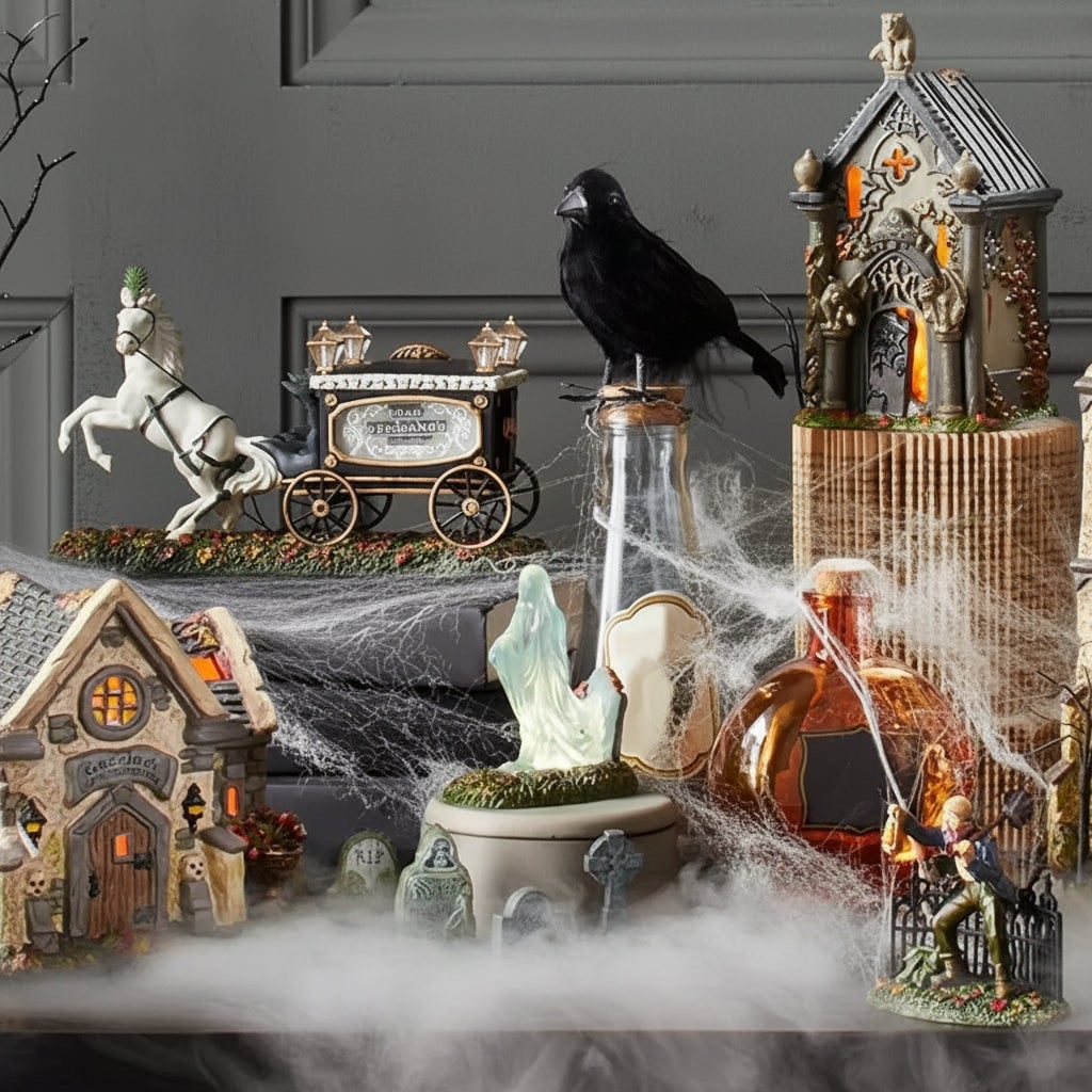 Halloween Party Decorations Miniature Resin Tombstone Figurine with Weathered Stone Finish