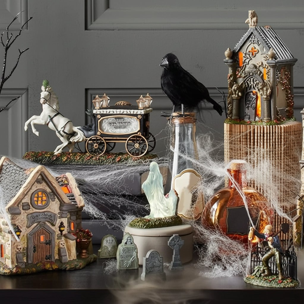 Miniature Halloween Tombstones Resin Four Piece Graveyard Set for Tabletop Display