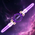 Halloween Lights Double Ended Toy Sword with Extendable LED Blades and Spinning Grip Handle
