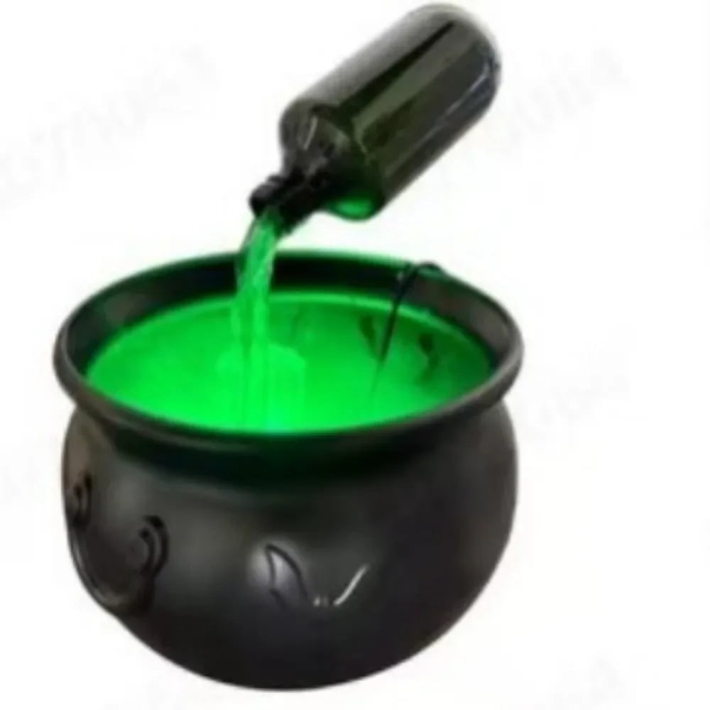 Witch Cauldron Halloween Decoration with Ultrasonic Mist Maker and Green LED Glow