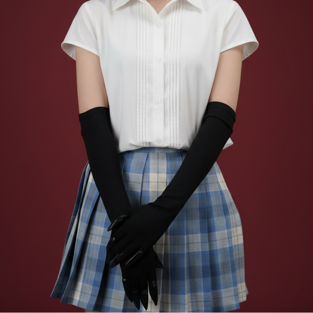 Witch Halloween Costume Claw Gloves in Long Black Satin with Attached Talons