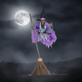 Life Size Flying Witch Outdoor Halloween Decorations Prop with Glowing Eyes