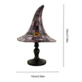 Bed Side Table Lamp in Tiffany Style with Witch Hat Stained Glass Shade USB Powered 18cm