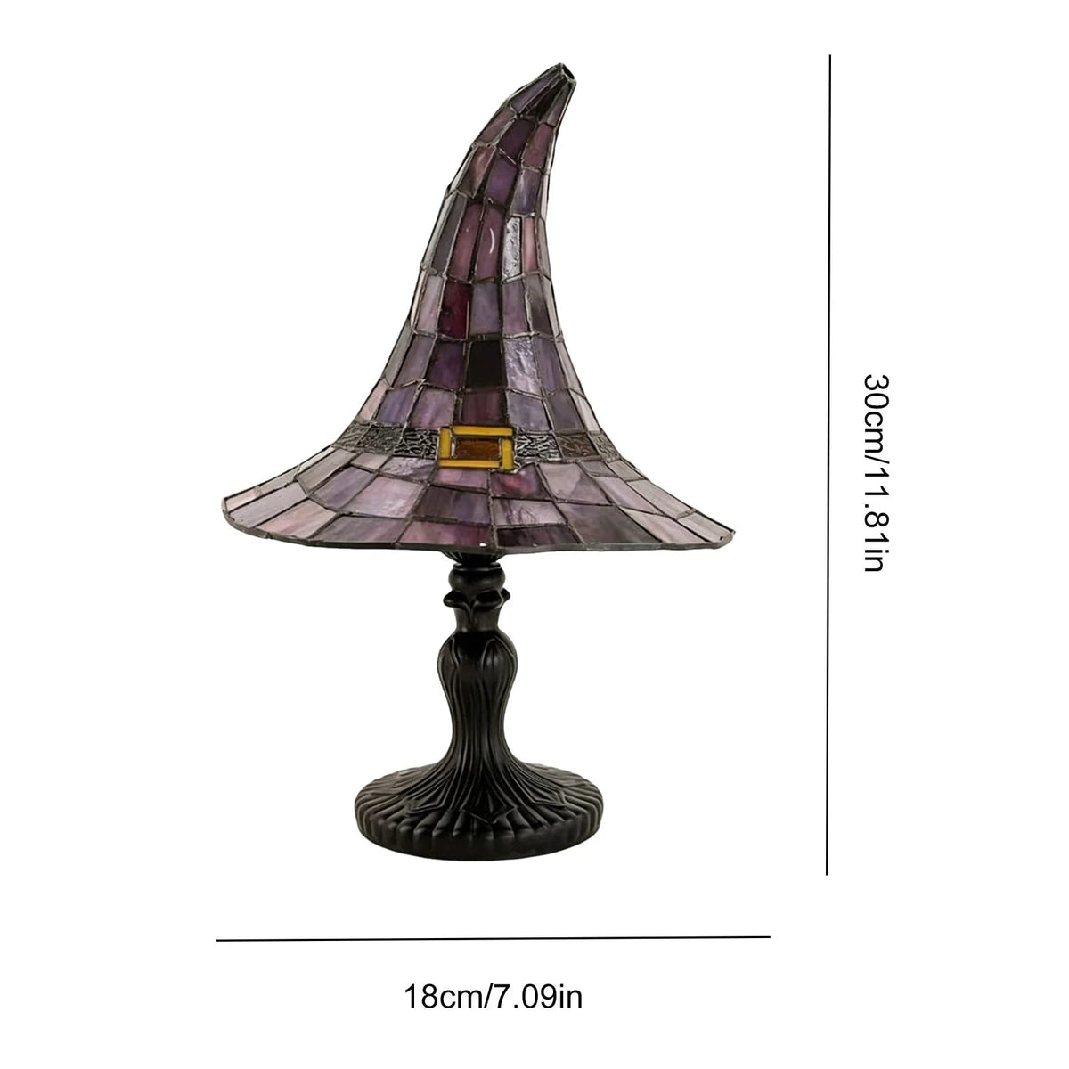 Bed Side Table Lamp in Tiffany Style with Witch Hat Stained Glass Shade USB Powered 18cm