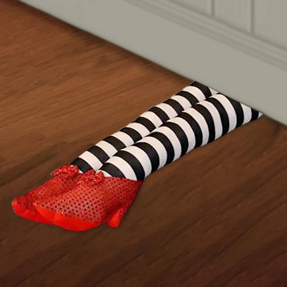 Halloween Party Decorations Witch Legs Door Stopper with Striped Plush and Sequin Shoes