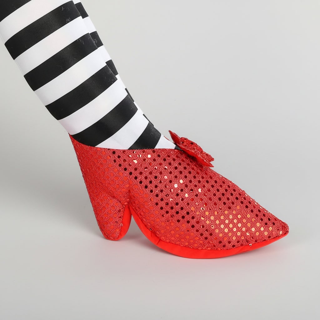 Halloween Door Decorations Witch Legs Stopper with Striped Stockings and Red Shoes