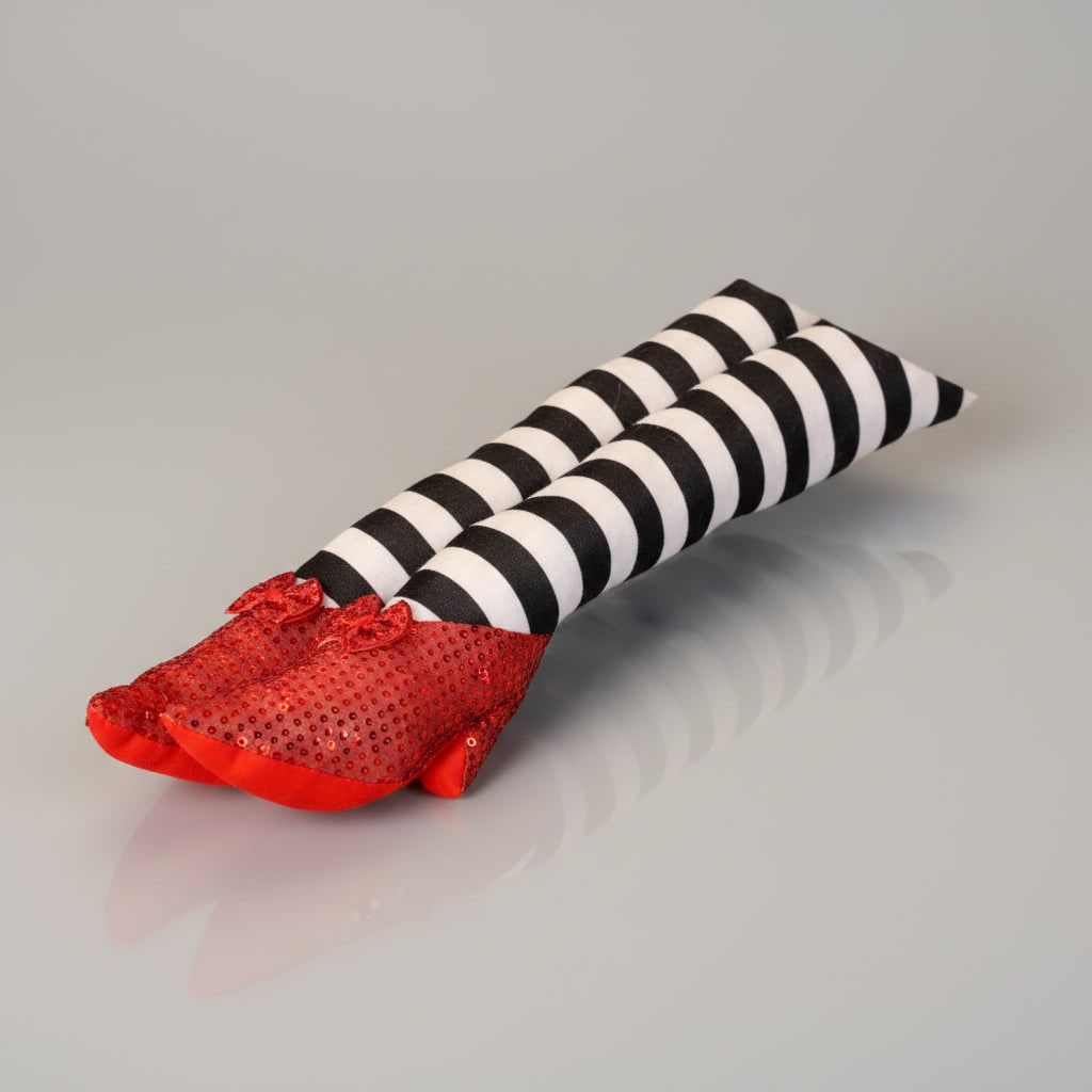 Halloween Door Decorations Witch Legs Stopper with Striped Stockings and Red Shoes