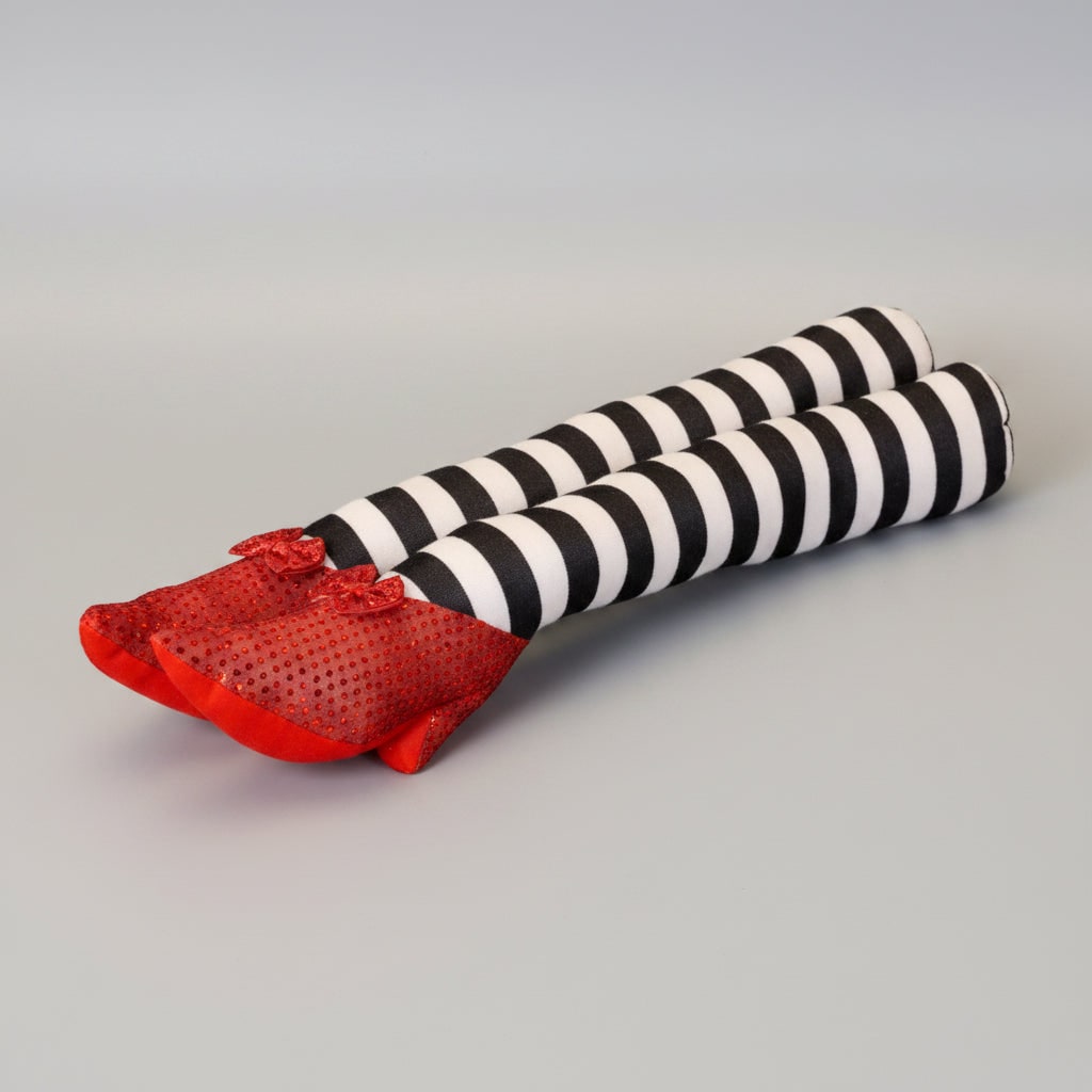 Halloween Door Decorations Witch Legs Stopper with Striped Stockings and Red Shoes