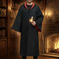 Halloween Costumes Wizard Hooded Robe with Striped Scarf Tie and Glasses for Cosplay Party