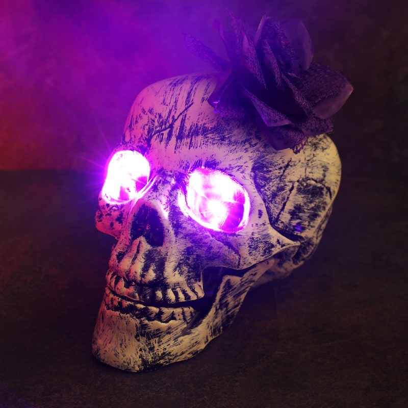 Halloween Decorations Outdoor Skeleton Arm Stakes with Skull and Battery Powered LED Lights