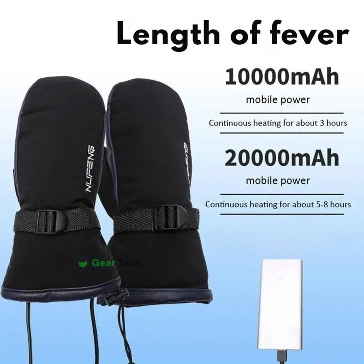 Rechargeable Heated Gloves Winter Warming Gloves with USB Charging and Touchscreen Tips