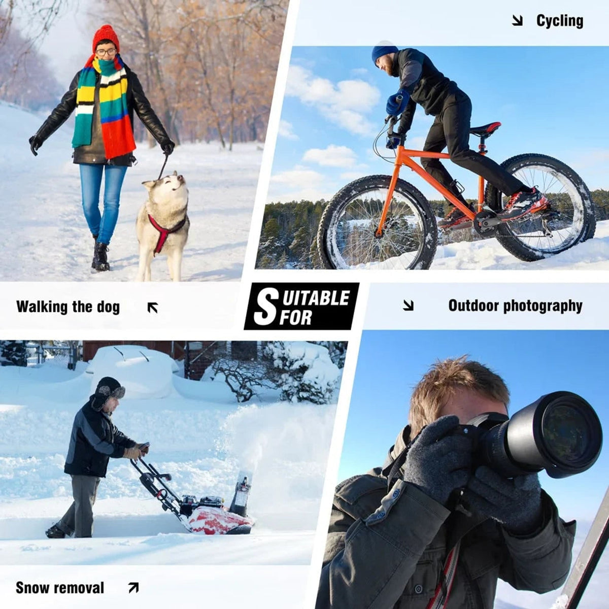 Heated Cycling Gloves Thermal Winter Gloves for Skiing with Rechargeable Warmth