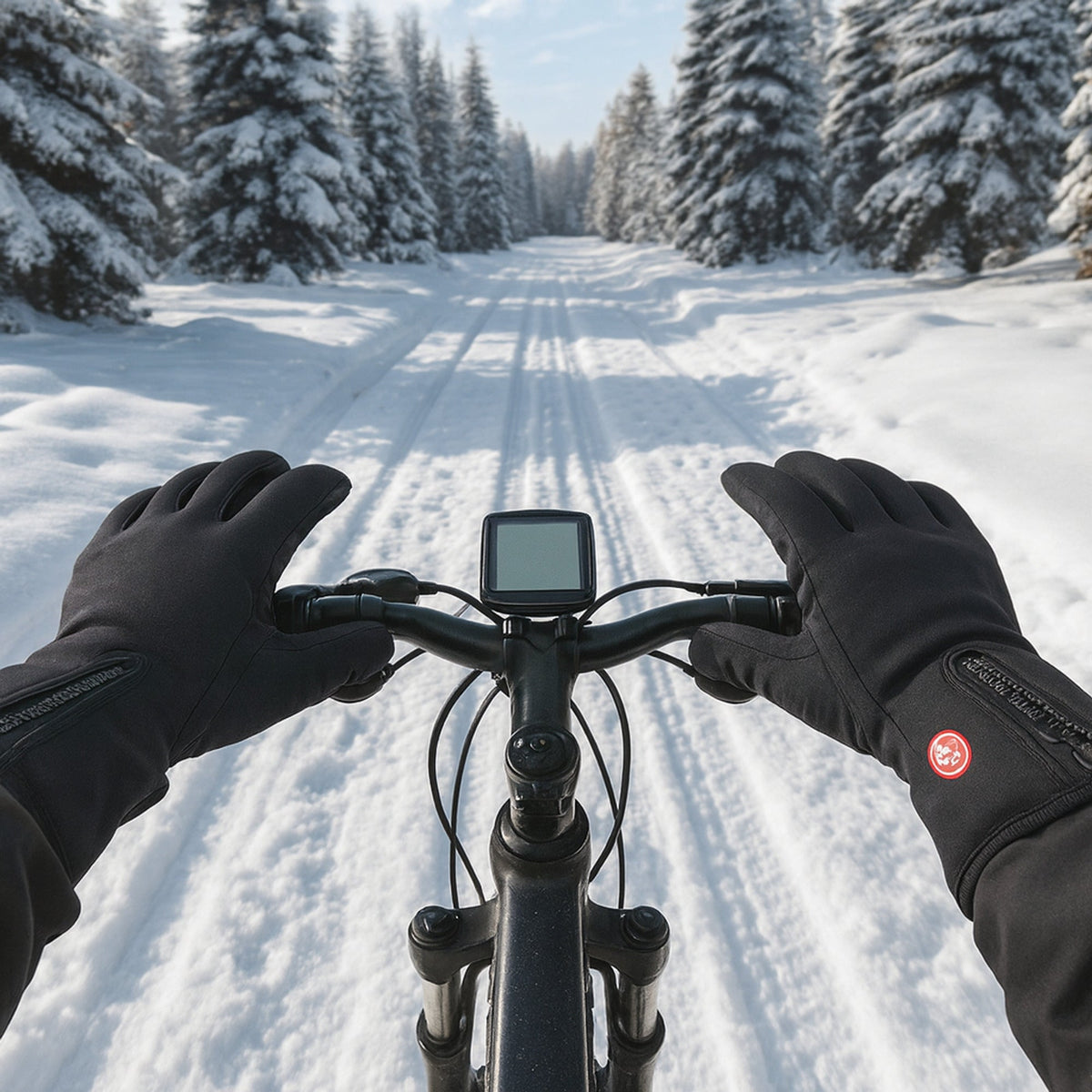 Heated Cycling Gloves Winter Thermal Gloves with Touchscreen Fingertips and Windproof Shell