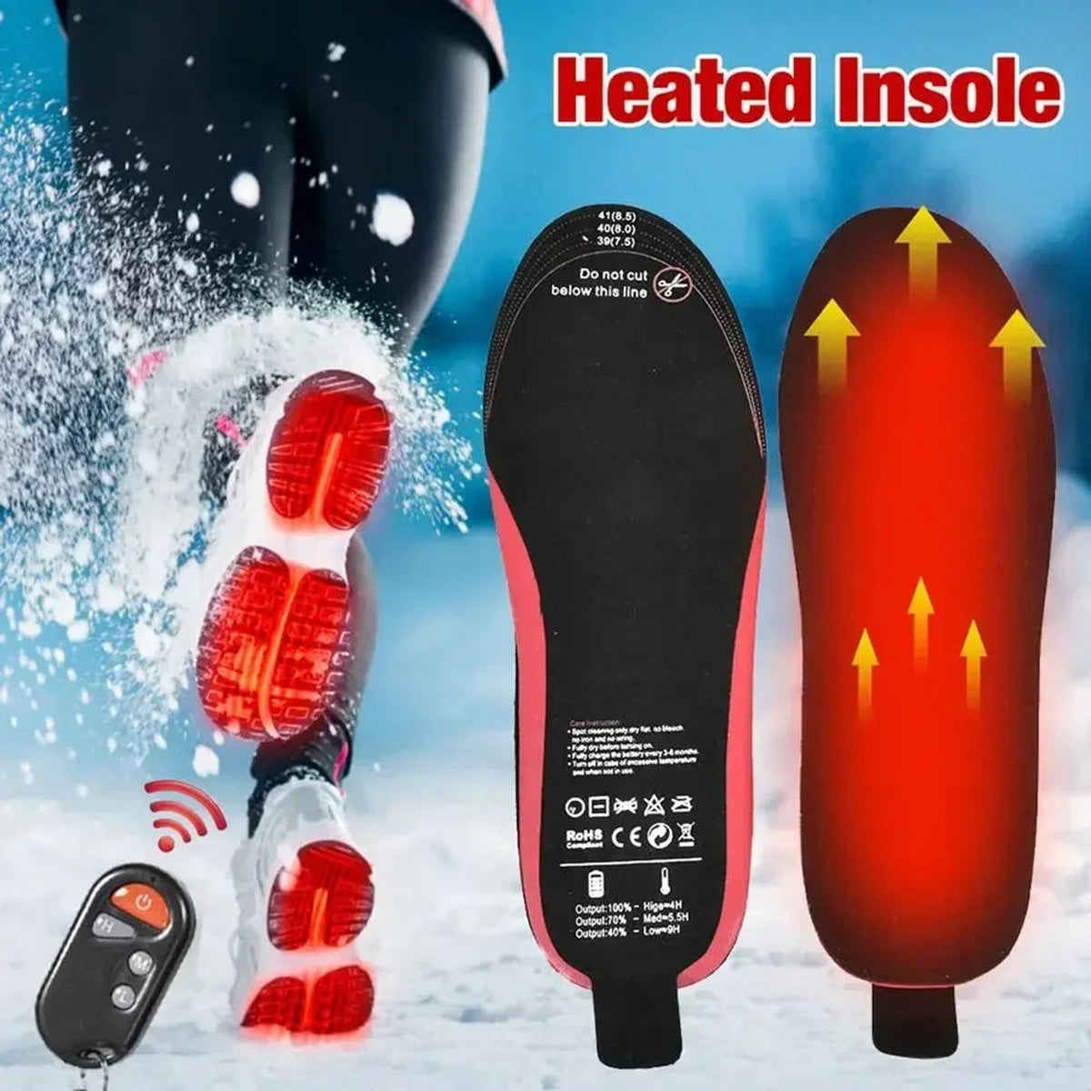 Foot Warmer Heated Insoles Rechargeable with Adjustable Heat for Cold Weather