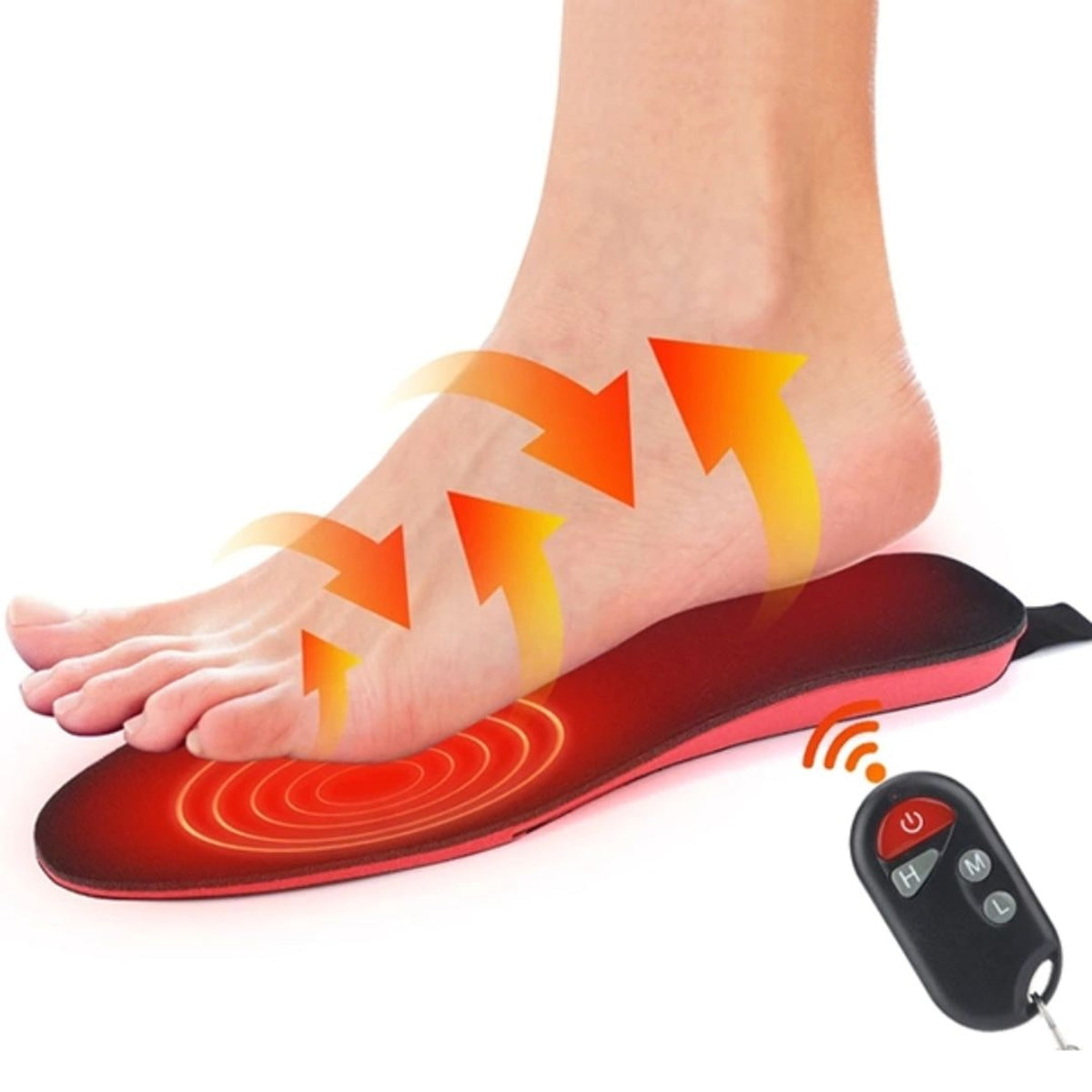 Rechargeable Heated Insoles USB Foot Warmers with Remote Control and Multiple Heat Levels