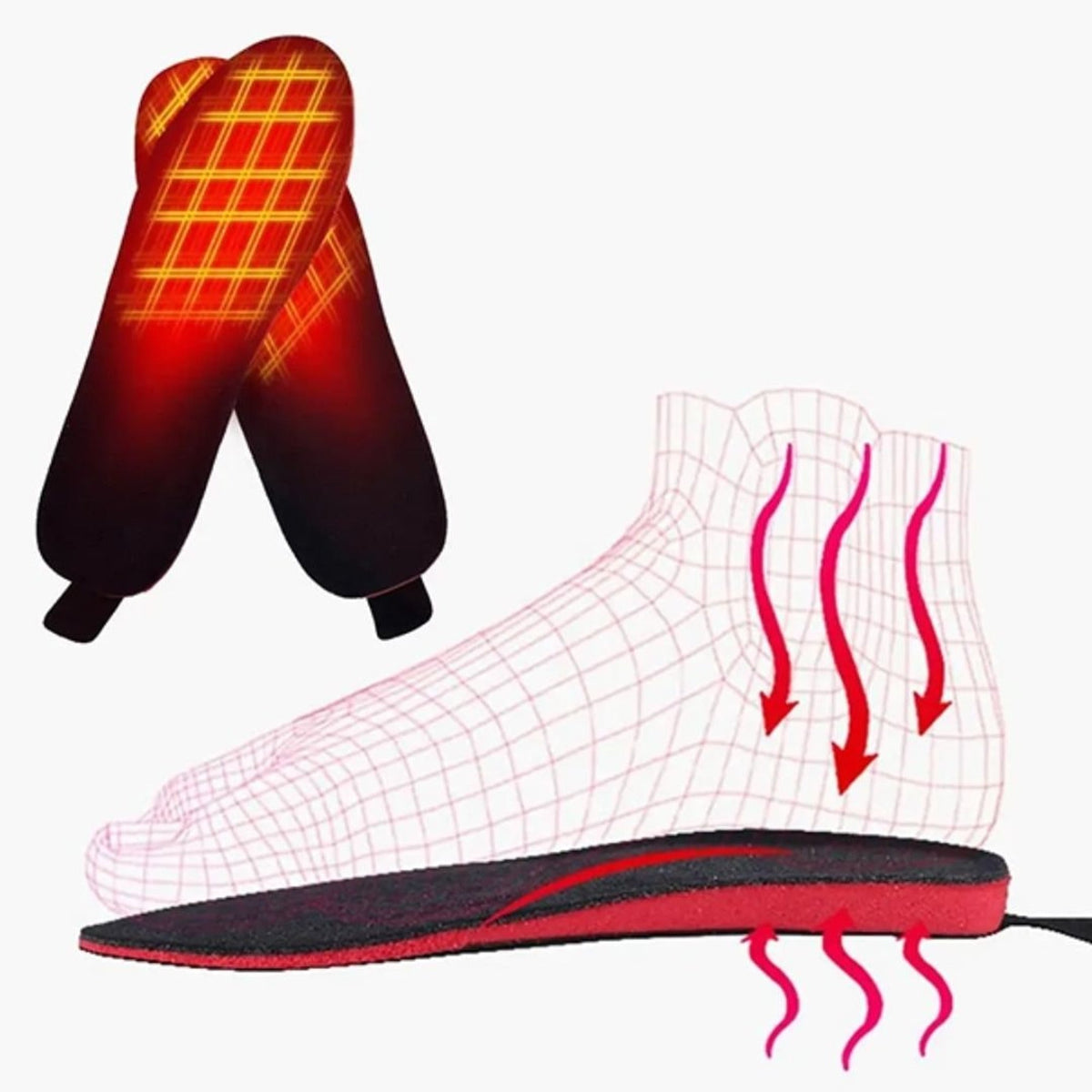 Rechargeable Heated Insoles USB Foot Warmers with Remote Control and Multiple Heat Levels