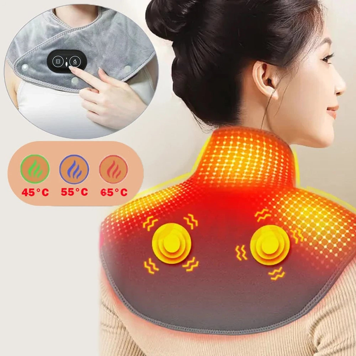 Heating Pad for Shoulder and Neck with Vibration Massage and Adjustable Heat Settings
