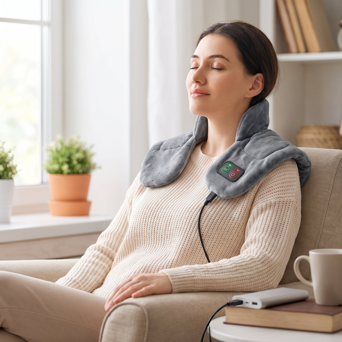 Heating Pad for Shoulder and Neck with Vibration Massage and Adjustable Heat Settings