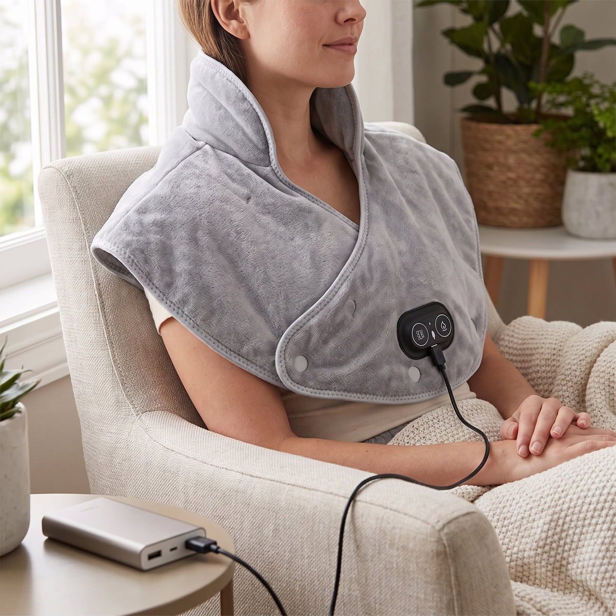 Heating Pad for Shoulder and Neck with Vibration Massage and Adjustable Heat Settings